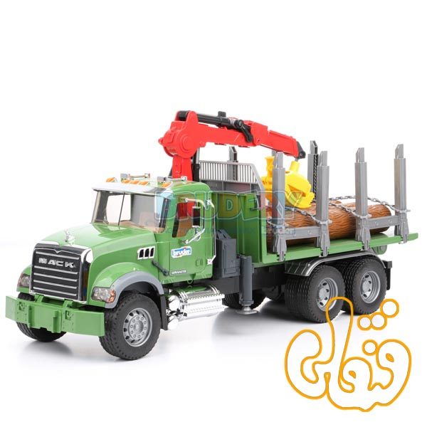 ماشین کامیون حمل چوب ماک برودر Granite Timber truck with loading crane and 3 trunks 02824