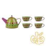 ست چایخوری قوری و فنجان فلزی سبز PY555-67