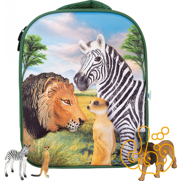 کیف کوله پشتی سه بعدی حیات وحش با سه عدد فیگور موجو فان 3D Wildlife Junior Backpack with 3 Figures 387725