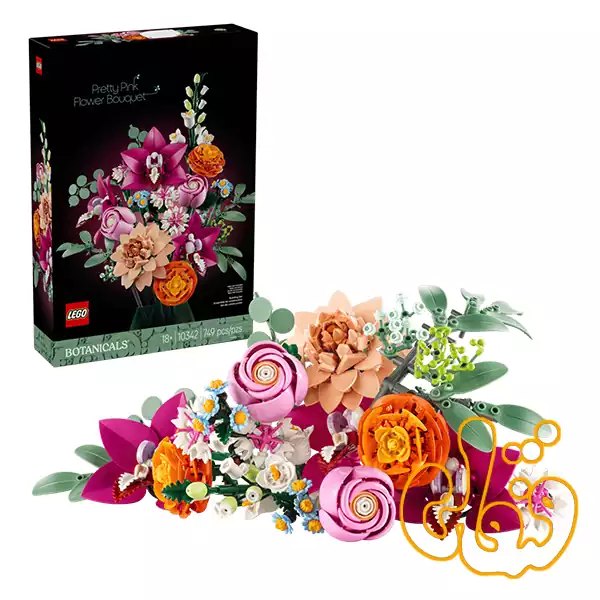 ساختنی لگو گیاه شناسی دسته گل صورتی زیبا Pretty Pink Flower Bouquet 10342