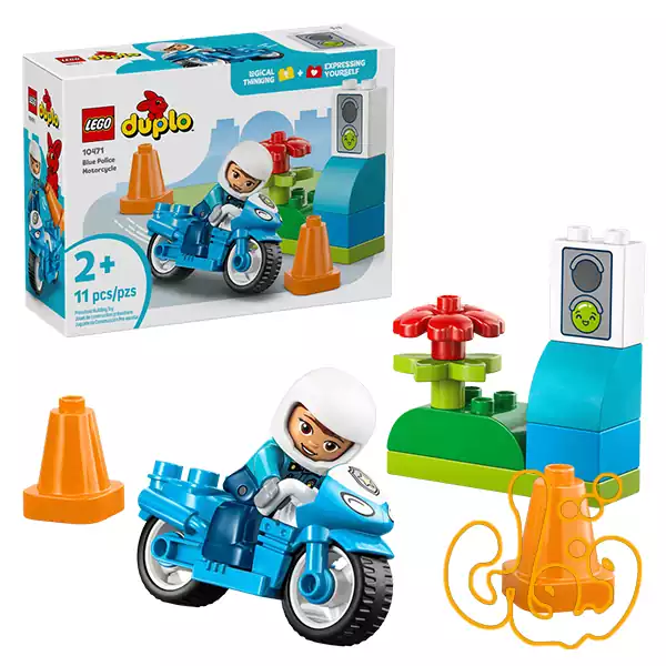 ساختنی لگو داپلو موتورسیکلت پلیس آبی Blue Police Motorcycle 10471